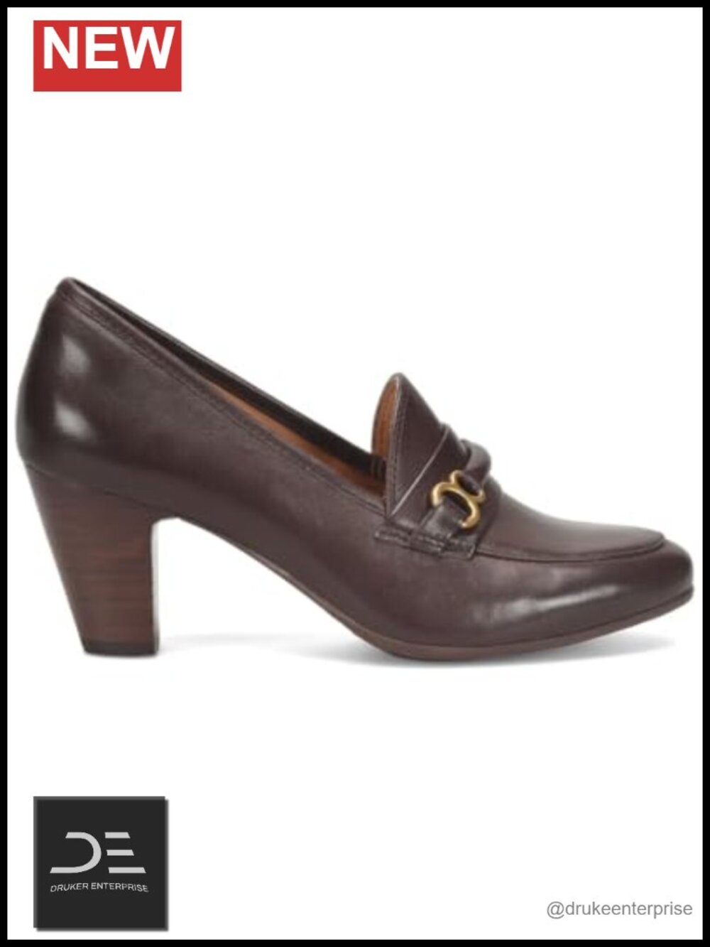 Sofft Leona Heeled Loafer Women's Leather Block Heel Slip-On Comfort